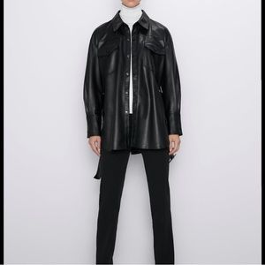 Zara Faux Leather Shirt Jacket